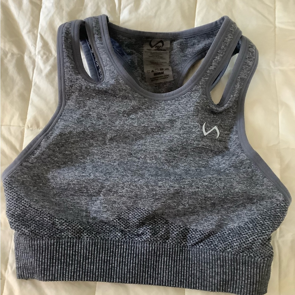 TLF React Seamless High Sports Bra.Size M. Charcoal Heather